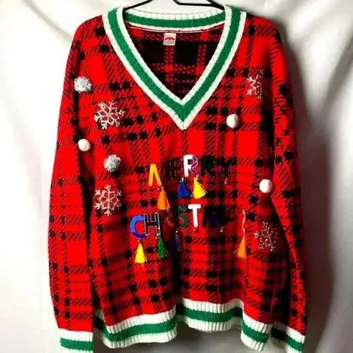 Holiday Time WO SIZE LARGE 12/14 CHRISTMAS SWEATER MISSING TASSELS