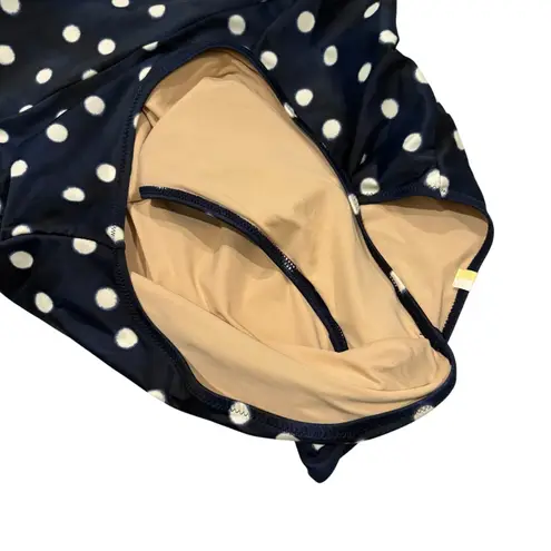 Summersalt Bow Shoulder Sidestroke One Piece Swimsuit Polkadot Navy, Sz 12