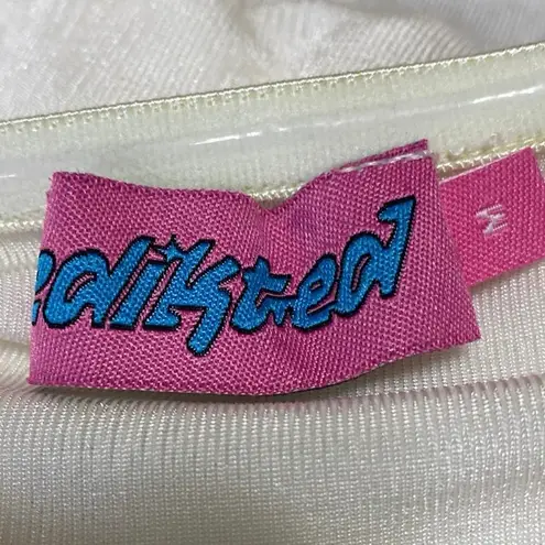 Edikted Women's White Short Sleeve Boat Neck Cropped T Shirt Tee Top Size M