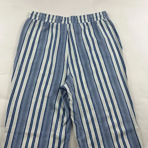 Happily Grey Blue Striped Linen Blend Wide Leg Lounge Pant L Size L