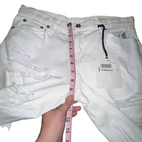 Pistola WOMEN WHITE OUT RIPPED DESTROYED CROP RAW HEM JEANS STYLE P8641-WH SZ 27
