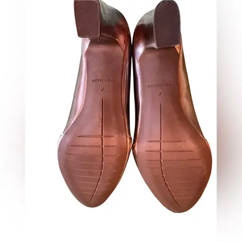 Cole Haan  Grand OS Bronze Mirror Leather Block Heel Pumps Womens Size 7 Dressy