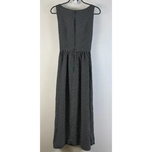 KC Spencer Polka Dot Vintage Maxi Dress Size 4 Small Tie Waist Black White
