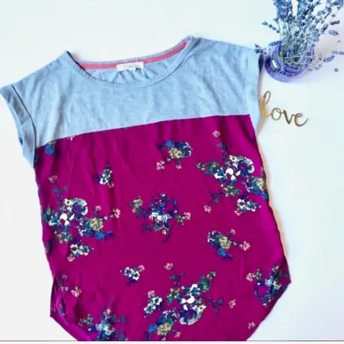 Rewind  Colorblock Floral Capped Sleeve Blouse Size Small