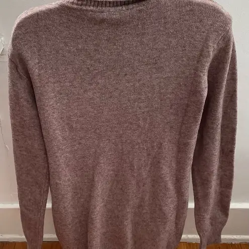 Wool blend brown cable knit turtleneck sweater dress with pockets, size M preppy Size M