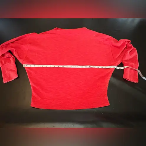 We The Free  Nikala Red Ribbed Knit Top Shoulder Zip Dolman Sleeves Size S