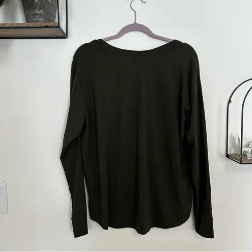 Universal Standard NWT Green V Neck Prima Cotton Modal Long Sleeve Casual Shirt