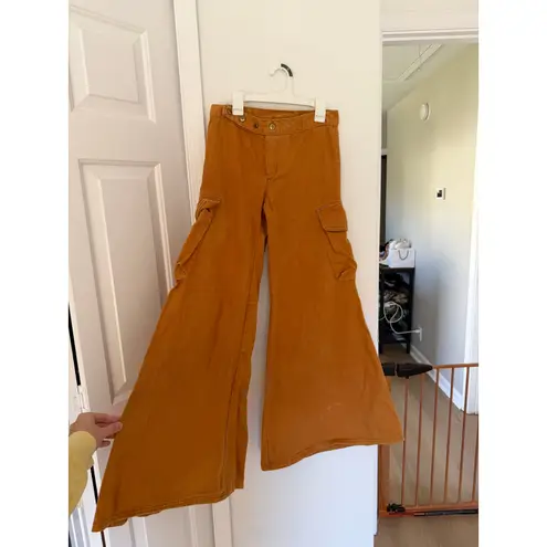 Vintage Roosert 70s Flare Orange/Rust Brown Cargo Pocket Flares Size 24