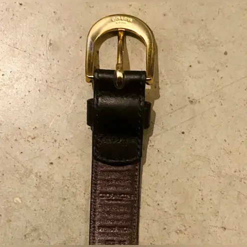 Coach Black Brown Leather Belt with Gold-toned Hardware, Size Medium