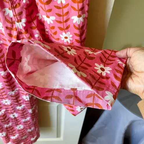 Big Bud Press Daisy Chain Jumpsuit Pink Floral Cotton Twill Medium GUC