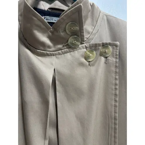 Made in Poland Beige Business Trench Coat, Full Pleat Front, Small Black