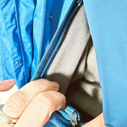 Orb Brand nylon snap zip utility jacket faux fur lining Blue