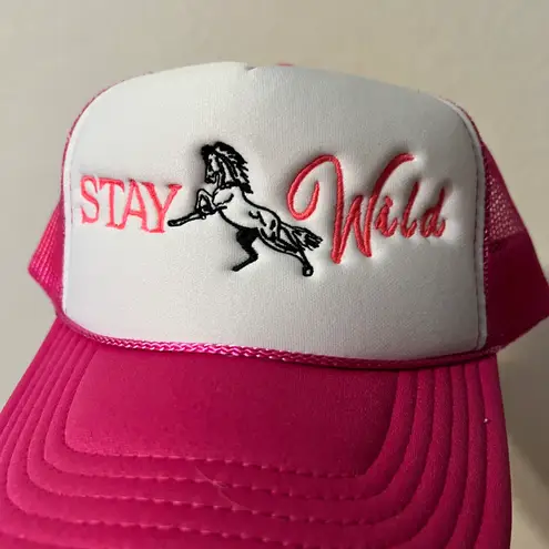 Brand New Custom Western Trucker Hat with Stay Wild Pink
