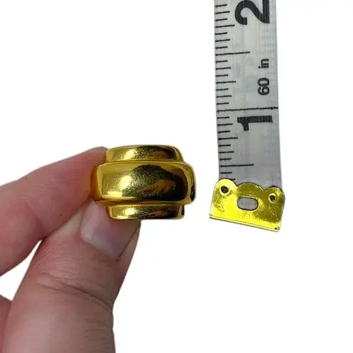 Vintage Signed NAPIER Gold Tone Classy Hoops Metal Screw Back Earrings