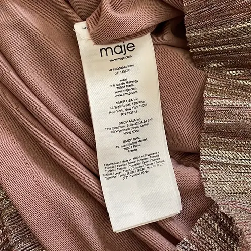 Maje Pleated Metallic Pink Dress