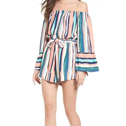 Lost + Wander Santorini Off the Shoulder Romper Size Small