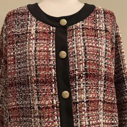 Lini Red Autumn Tweed Paneled Jacket Blazer Black Size L
