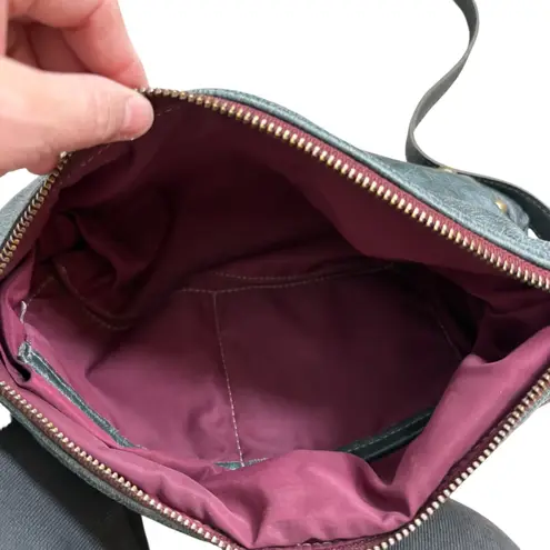 Brynn Capella Nikki Clutch Crossbody Studded Leather Bag Tassel Fringe Purse Gray