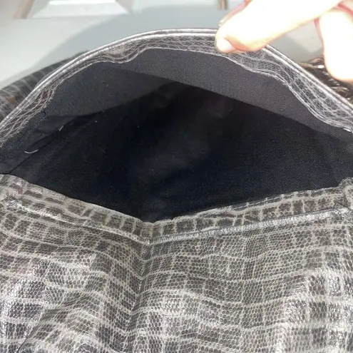 Vintage Sharif Black Croc Embossed Leather Shoulder Bag Gray