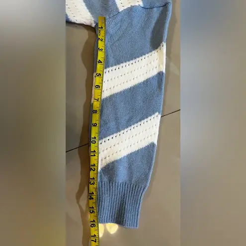 FRNCH Blue & White Open Front Lahlia Cardigan Size M Knitting long sleeves