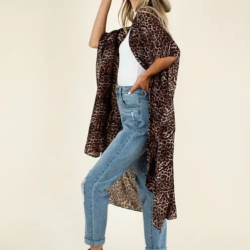 Joyfolie leopard print duster One Size Brown Size undefined