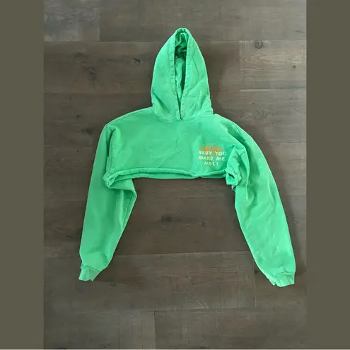 Boys Lie  toxic green cropped hoodie pullover baby you make me melt