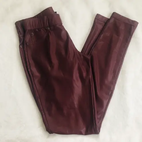 Hue Burgundy Leatherette Faux Leather Leggings