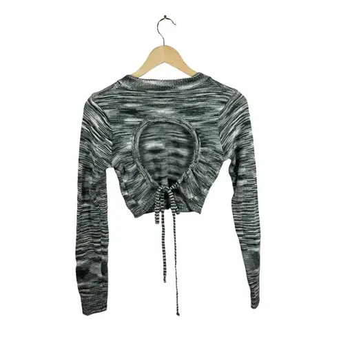 Edikted NWOT Medina Knit Open Back Cropped Sweater in Grey/White Size L