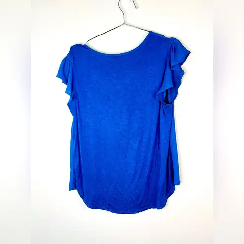 PaperMoon 💙 Blue Ruffle Sleeve Blouse High-Low Hem Top Women’s Large Trendy Chic