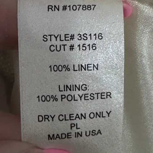 3 Sisters Floral Cropped Jacket S Colorful Pink Green Poet Collar 100% Linen Size undefined