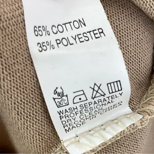 Boho Fringe Hem Waterfall Cardigan Knit Khaki Tan Small Open Front Long Sleeve