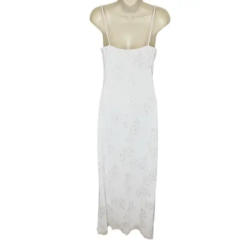 Taboo Elegant White Glitter Floral Maxi Formal Dress Women’s Size L