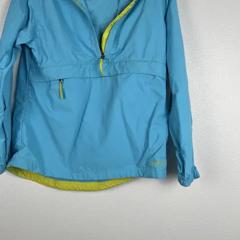 Ll Bean Womens Nylon Hooded 1/2 Zip Pullover Blue Sz S