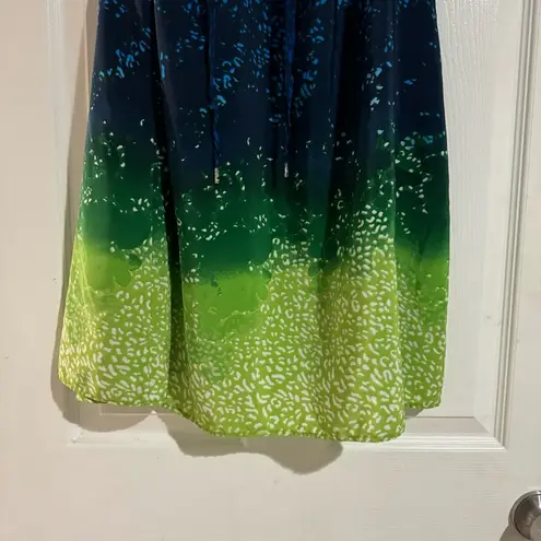 Oscar de la Renta • Mini Dress • Ombré • Blue Green • Spaghetti Strap