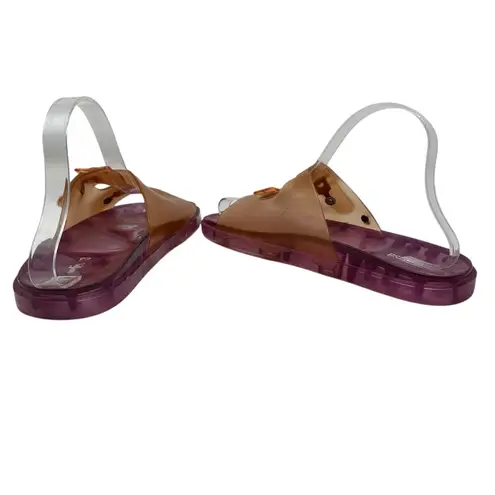 Melissa Wide Slide Sandals Buckle Flat Jelly Rubber Pink Orange Size US 8