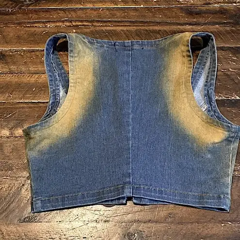 Finesse Lace up Denim Corset Bustier Cassidy Top Blue Size XS