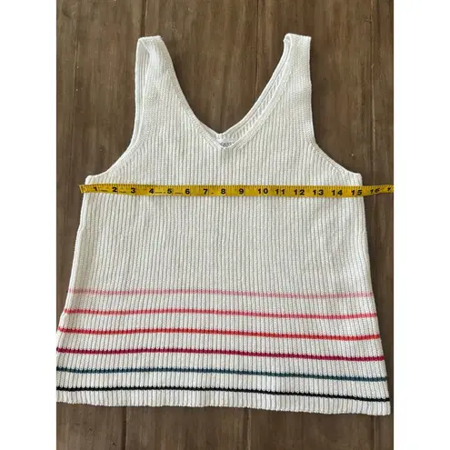Carve Designs Knit Tank Top XS White Organic Cotton Striped Coastal Preppy