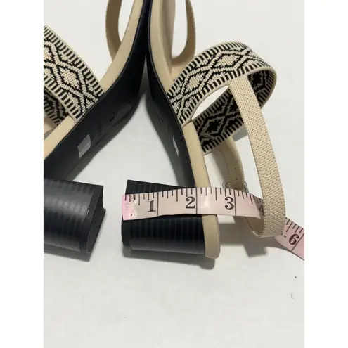 Vivaia Luna Square Heeled Sandals Woven Straps Block Heel Beige Shoes Size 11 Tan