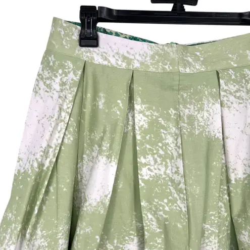 Alpine Scenic Winter Print Green Pleated Full A