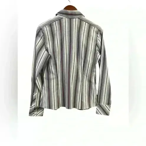 Casual Corner Stretch Ruffled Button Up Longsleeve Shirt size M. Purple Size M