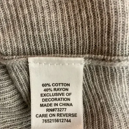 Elle Tunic Sweater Dress Size XL Light Gray Knit with Bow Detail Long Sleeve