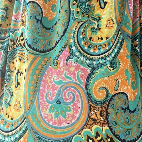 Slinky Brand Vintage Boho Paisley Open Front Drapey Top Size 1X