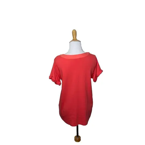 Soft Surroundings Bevvie Button Top Short Sleeve Cotton Cayenne Size Small