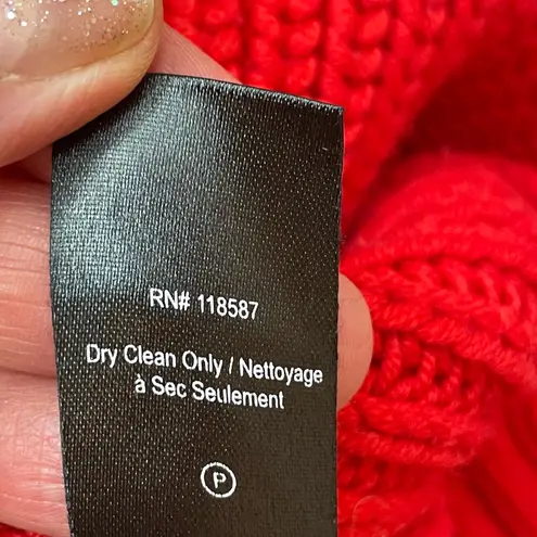 Jason Wu Merino Wool Cableknit Interlocked Ribbons Turtleneck Sweater Red Size S