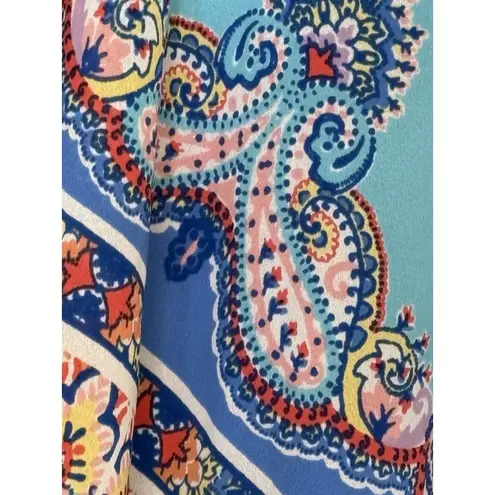 Ruby Rox Ruby Rd Woman 1X Boho Paisley Print Handkerchief Hem Tunic Top Blue Pink Floral
