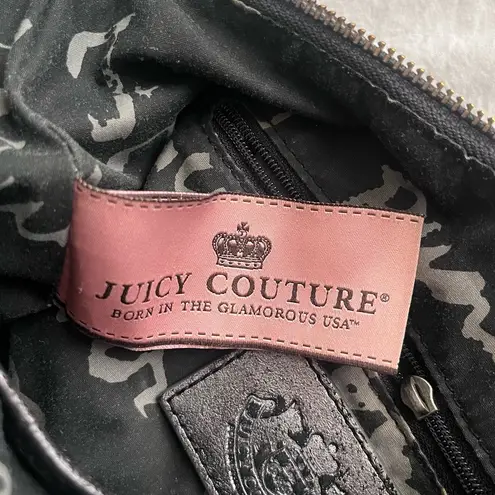 Juicy Couture Vintage McBling Black Purse Hobo Bag Handbag Velour Y2K