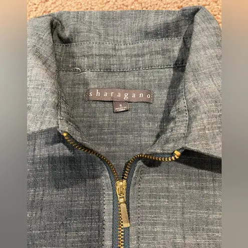 Sharagano Belted Sleeveless Full-Zip Boho Shirt Dress