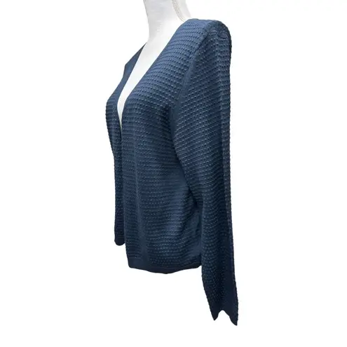 Draper James RSVP Navy Textured Cardigan Mother of Pearl Buttons Women's Size L