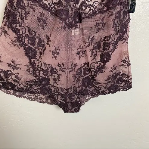 Free People  Too Cute Purple Lace Lingerie Teddy Bodysuit NWT L