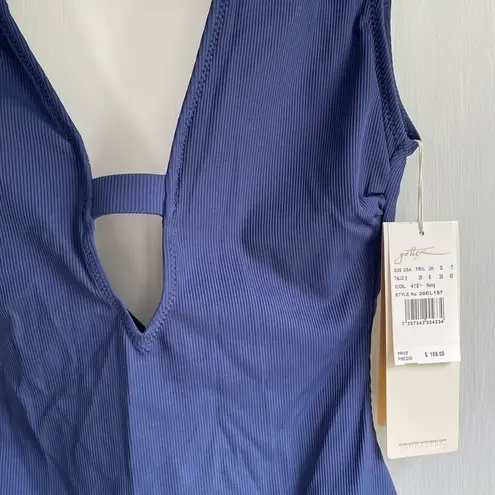 New! Gottex Deep Elle Plunge One Piece Swimsuit Blue Size 6